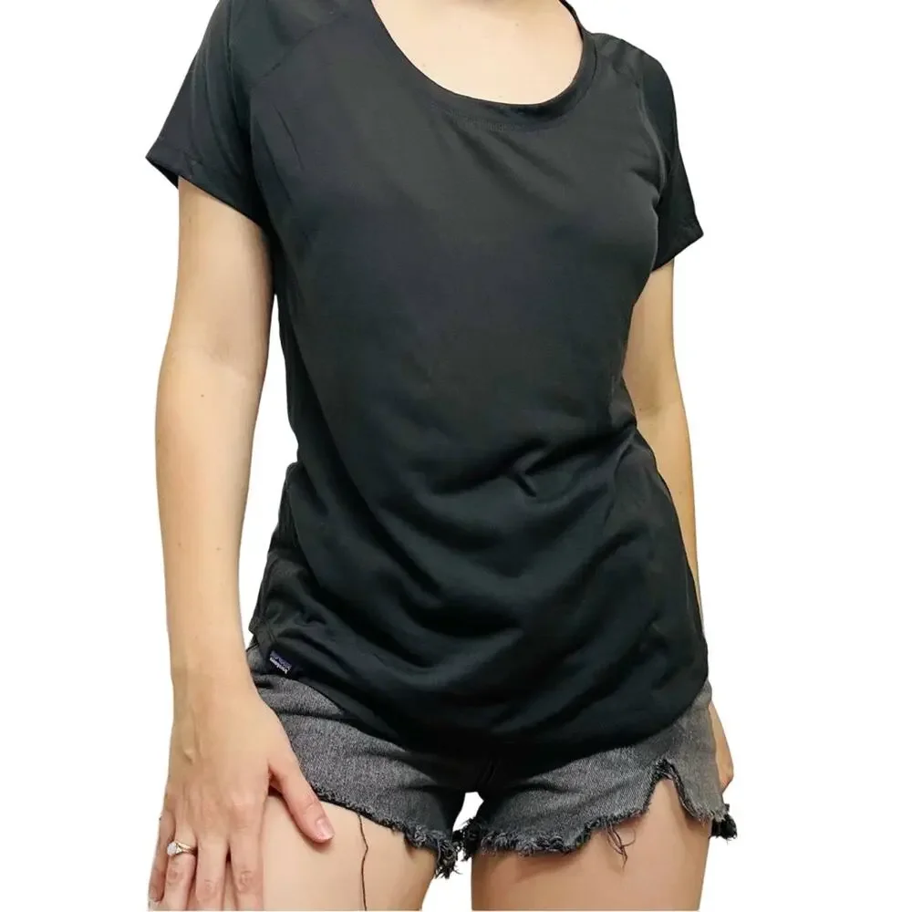 Patagonia Shirt Short Sleeve Black Athletic Hiking Outdoors Casual Gym Medium